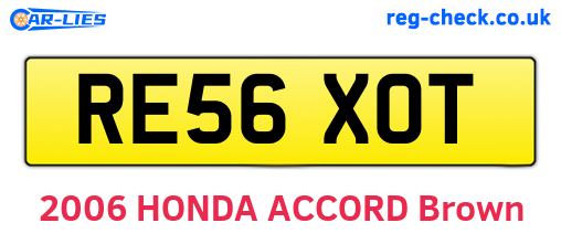 RE56XOT are the vehicle registration plates.