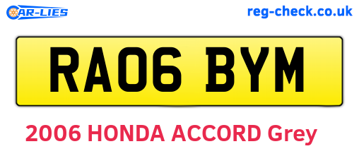 RA06BYM are the vehicle registration plates.