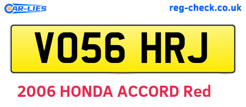VO56HRJ are the vehicle registration plates.