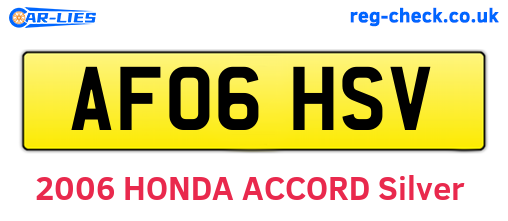 AF06HSV are the vehicle registration plates.