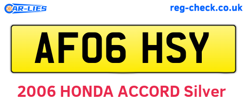AF06HSY are the vehicle registration plates.