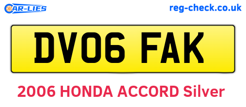 DV06FAK are the vehicle registration plates.