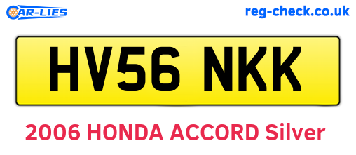 HV56NKK are the vehicle registration plates.