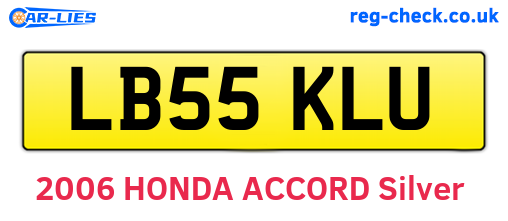 LB55KLU are the vehicle registration plates.