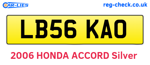 LB56KAO are the vehicle registration plates.