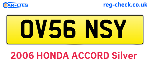 OV56NSY are the vehicle registration plates.