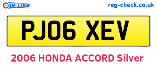 PJ06XEV are the vehicle registration plates.