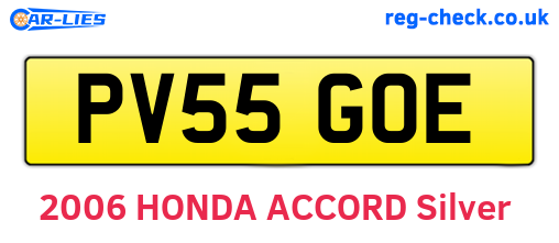 PV55GOE are the vehicle registration plates.