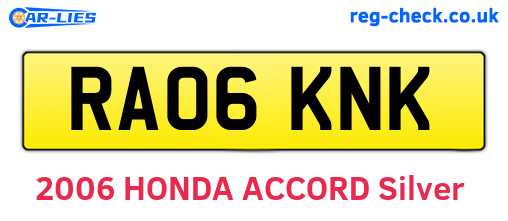 RA06KNK are the vehicle registration plates.