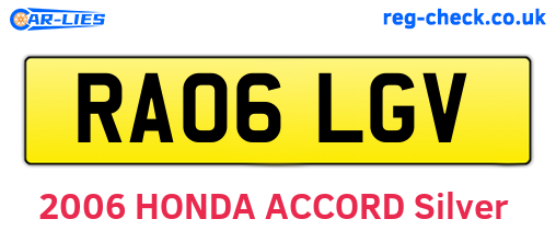 RA06LGV are the vehicle registration plates.