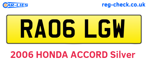 RA06LGW are the vehicle registration plates.
