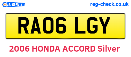 RA06LGY are the vehicle registration plates.