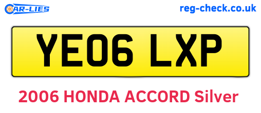 YE06LXP are the vehicle registration plates.