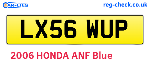 LX56WUP are the vehicle registration plates.