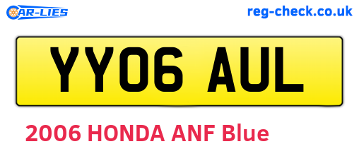 YY06AUL are the vehicle registration plates.