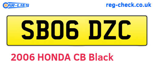 SB06DZC are the vehicle registration plates.