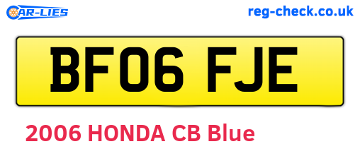 BF06FJE are the vehicle registration plates.