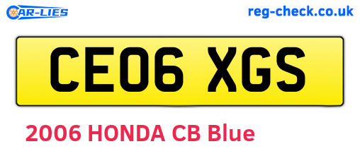 CE06XGS are the vehicle registration plates.