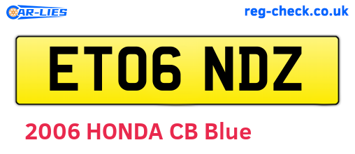 ET06NDZ are the vehicle registration plates.