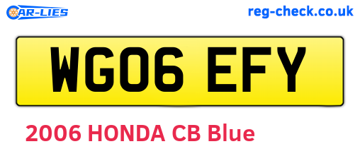 WG06EFY are the vehicle registration plates.