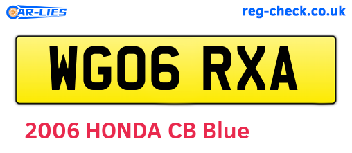 WG06RXA are the vehicle registration plates.