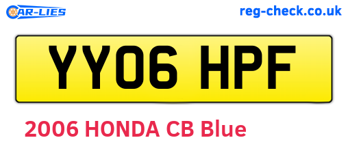 YY06HPF are the vehicle registration plates.