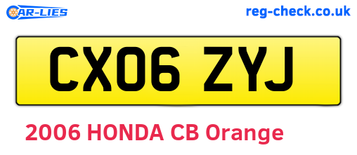 CX06ZYJ are the vehicle registration plates.