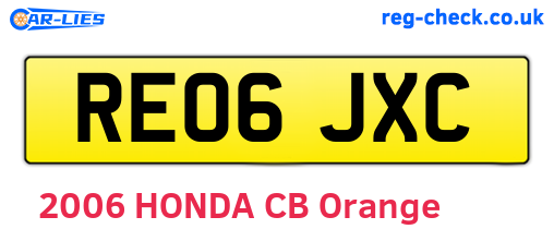 RE06JXC are the vehicle registration plates.