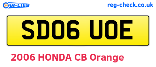 SD06UOE are the vehicle registration plates.