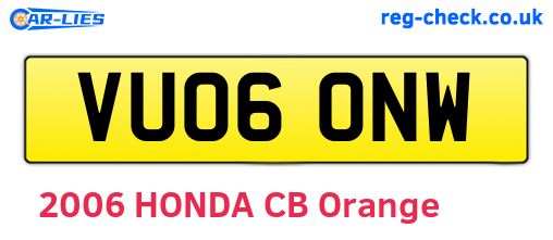 VU06ONW are the vehicle registration plates.
