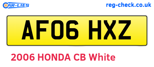 AF06HXZ are the vehicle registration plates.