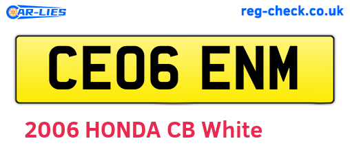 CE06ENM are the vehicle registration plates.