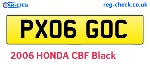 PX06GOC are the vehicle registration plates.