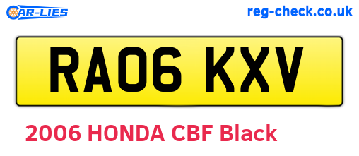 RA06KXV are the vehicle registration plates.