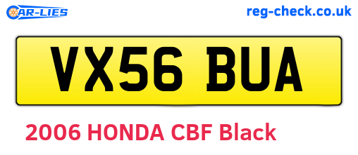 VX56BUA are the vehicle registration plates.