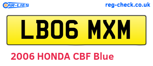 LB06MXM are the vehicle registration plates.