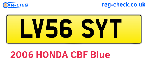 LV56SYT are the vehicle registration plates.