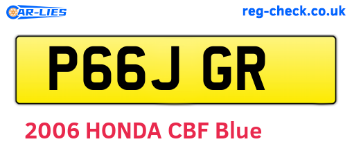 P66JGR are the vehicle registration plates.