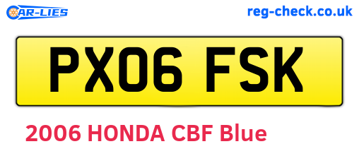PX06FSK are the vehicle registration plates.