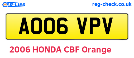 AO06VPV are the vehicle registration plates.