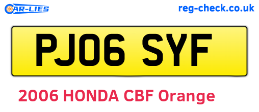 PJ06SYF are the vehicle registration plates.