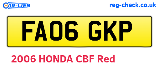 FA06GKP are the vehicle registration plates.