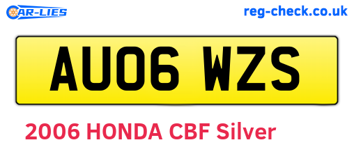 AU06WZS are the vehicle registration plates.