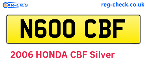 N600CBF are the vehicle registration plates.