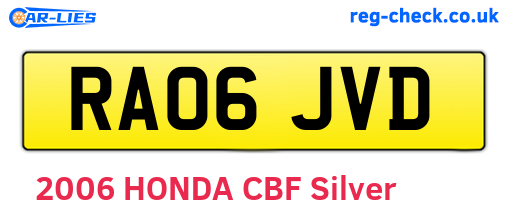 RA06JVD are the vehicle registration plates.