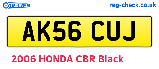 AK56CUJ are the vehicle registration plates.