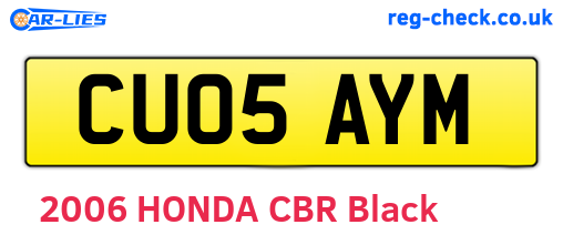 CU05AYM are the vehicle registration plates.