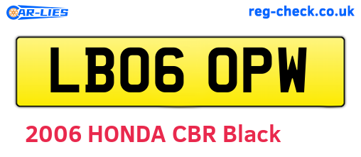 LB06OPW are the vehicle registration plates.