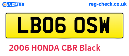 LB06OSW are the vehicle registration plates.