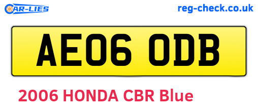 AE06ODB are the vehicle registration plates.